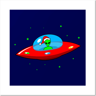 UFO Alien Santa Claus Posters and Art